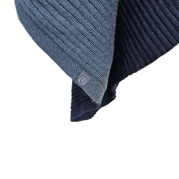 Lululemon On The Go Poncho, Merino Wool, Blue, Navy, Zip, Wrap, Scarf, Sweater - Picture 4 of 7